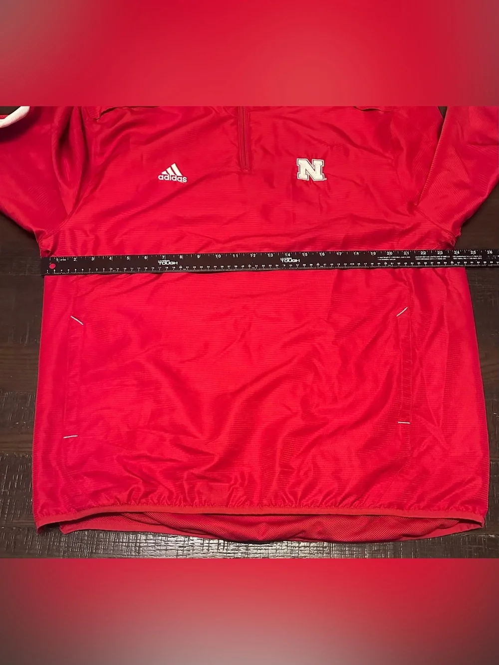 Adidas Nebraska Cornhuskers Quarter Zip Windbreaker Size Large Red Excellent